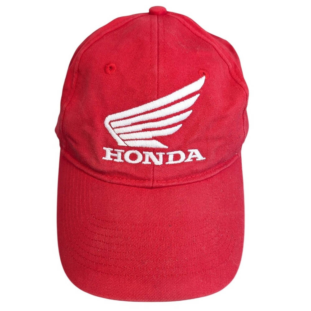 Honda Red Baseball Hat Cap‎ White Embroidered Logo WHITE WING